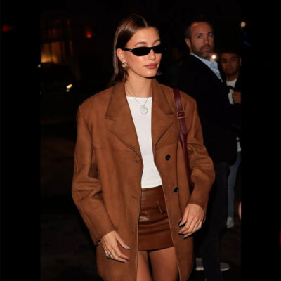 Hailey Bieber Brown Long Coat